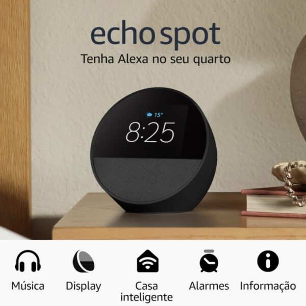 Echo Spot com relógio preta -Alexa Amazon - Image 2