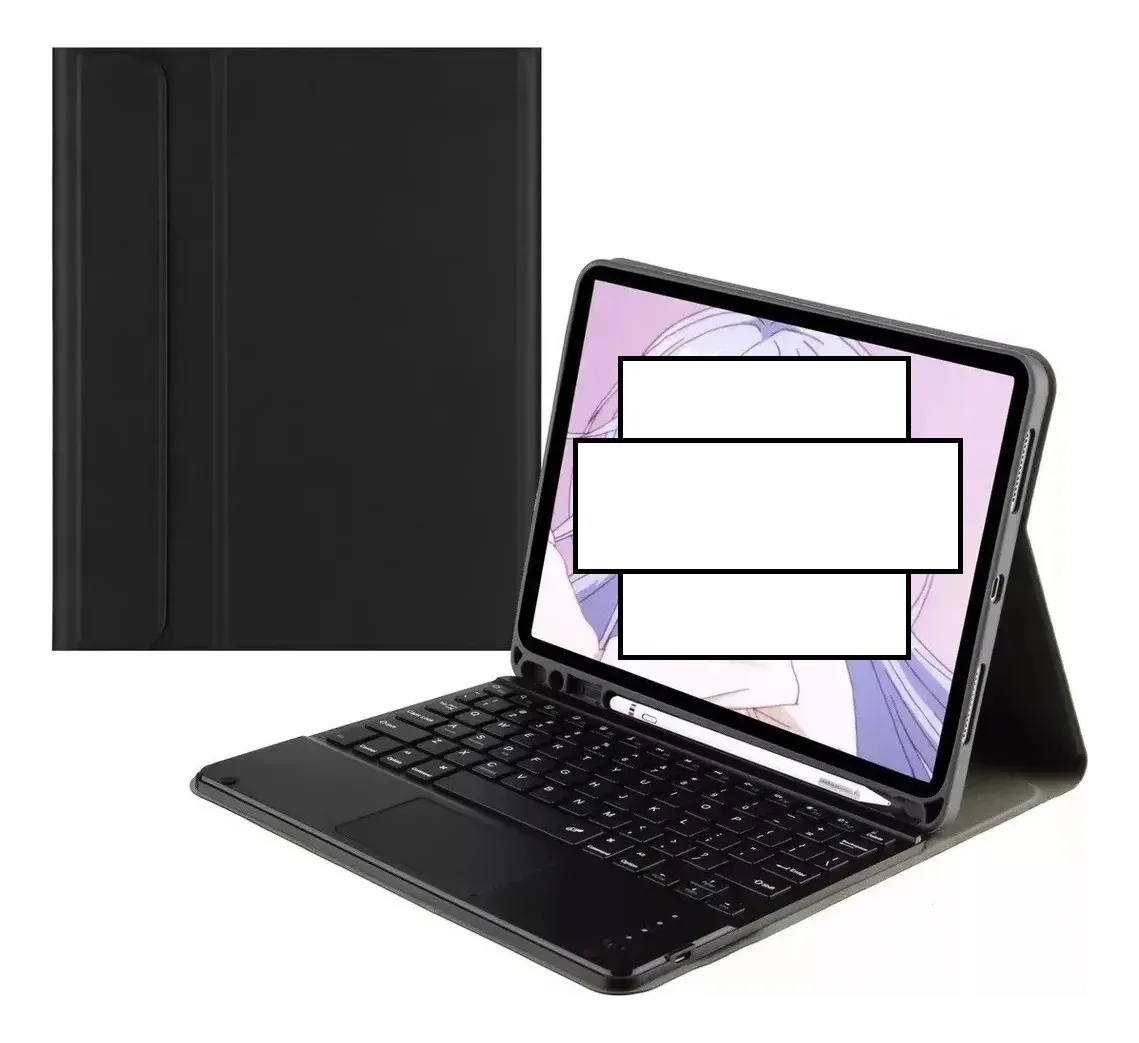 Capa iPad 10.2/10.5 com Teclado bluetooth com touchpad e Compartimento para caneta