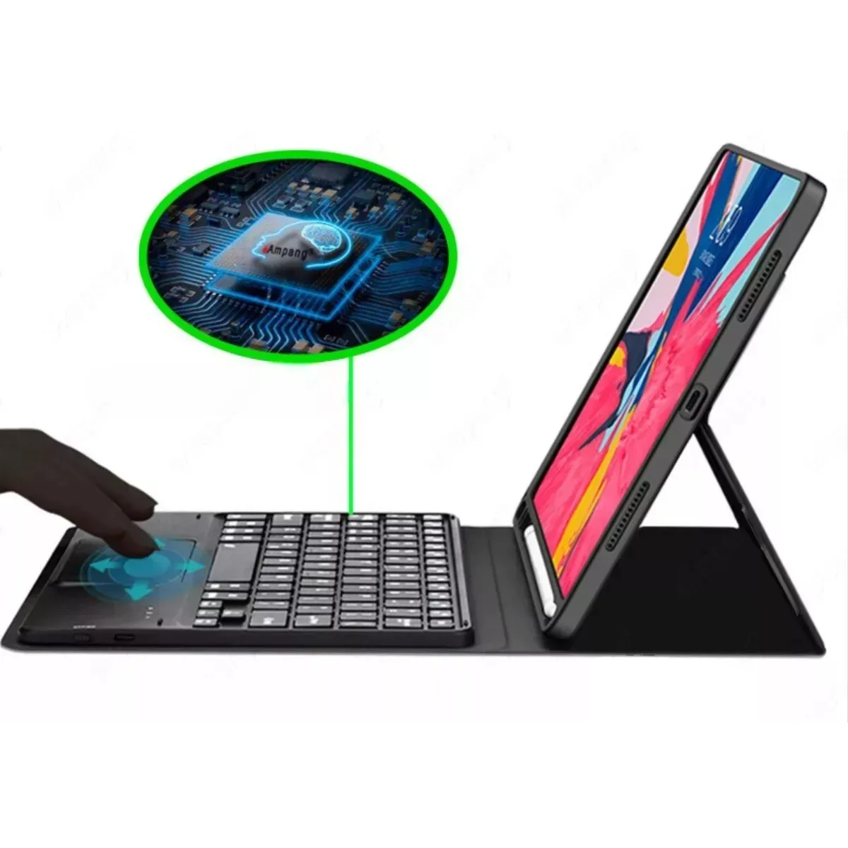 Capa iPad 10.2/10.5 com Teclado bluetooth com touchpad e Compartimento para caneta - Image 2