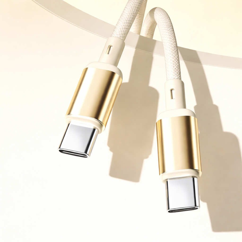 Cabo USB-C ROCK R18 PD 100W Bege - Imagem 2