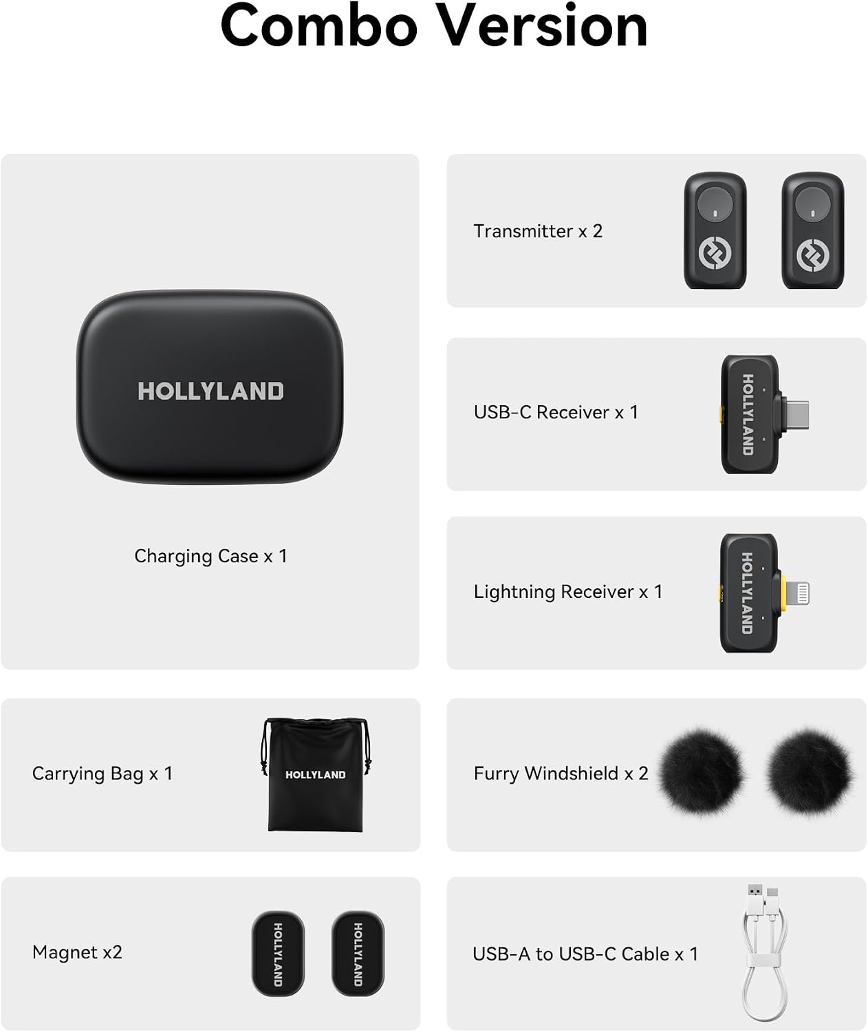 Hollyland LARK A1 Combo – Microfone Sem Fio Mini para iPhone e Android (2TX + USB-C RX + Lightning RX + Case de Carregamento), Microfone Magnético para YouTube, TikTok, Podcast e Vlogs - Imagem 3